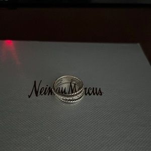 David Yurman Diamond & 925 Silver Crossover Ring